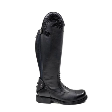 Riding Boots Wanita Black List Croco Cow Leather