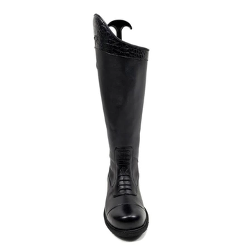 Riding Boots Wanita Black List Croco Cow Leather